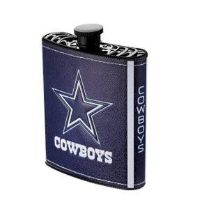 🏈 NEW! DALLAS COWBOYS FLASK WITH FUNNEL INCLUDED - PLASTIC PU LEATHER WRAPPED